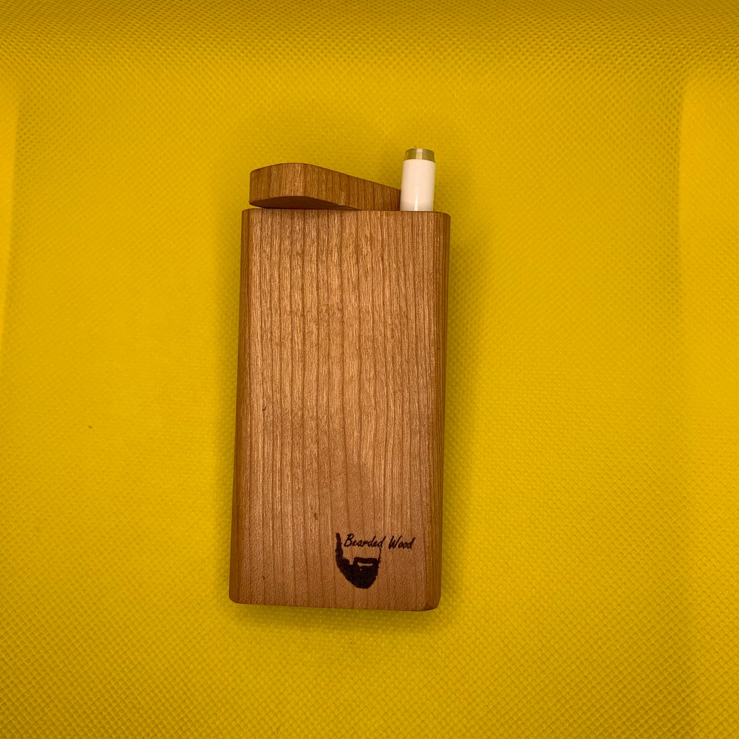 Cherry Wood Handmade Dugout with Cannabis Bear