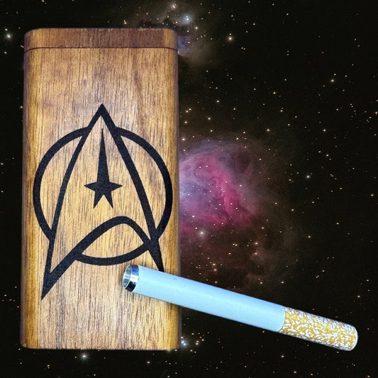 Handmade Wood Dugout One Hitter Box with Star Trek- HIGHER COLLECTIVE HARTFORD IN STORE ONLY