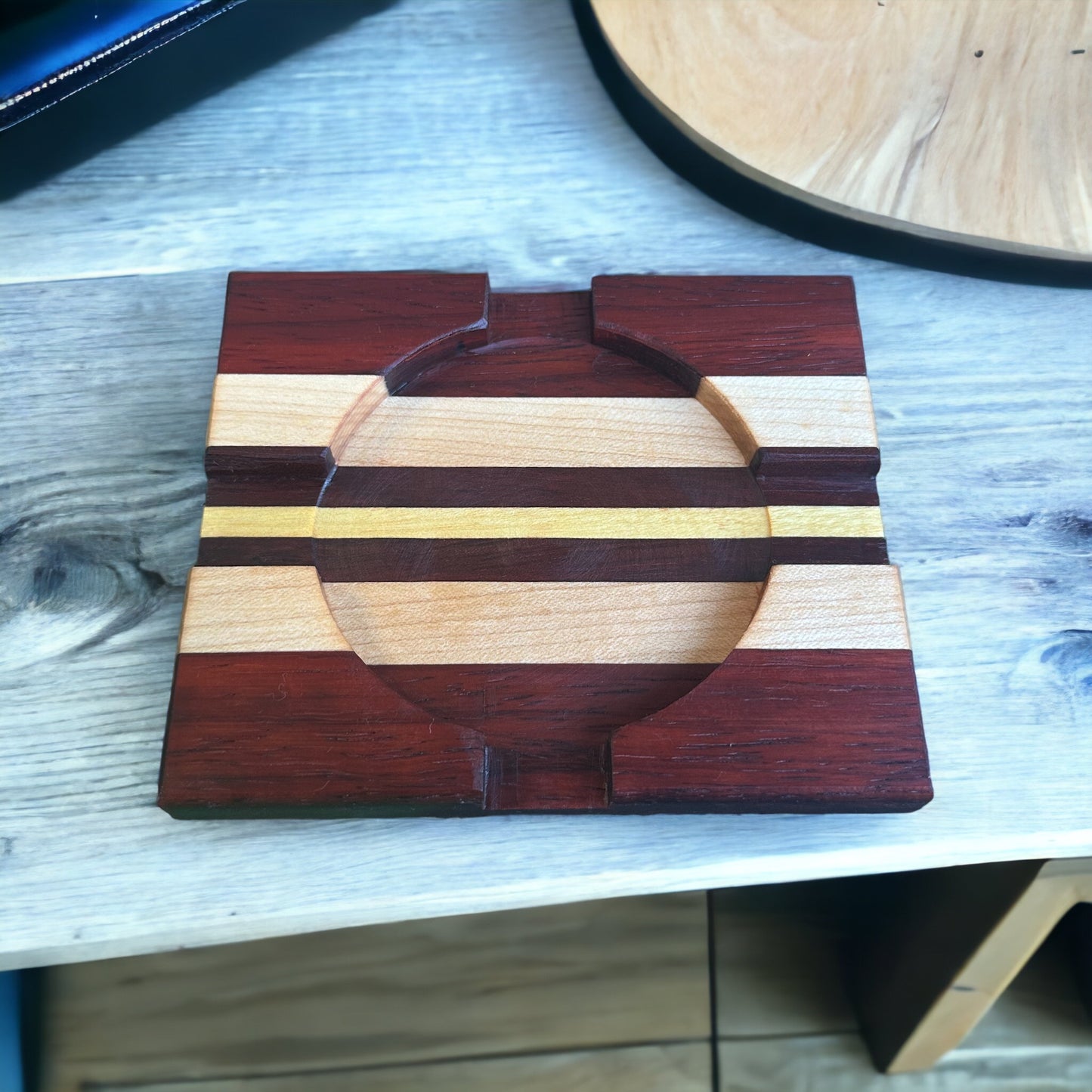 Handmade Ash Tray- Padauk, Maple, Bloodwood, Yellowheart