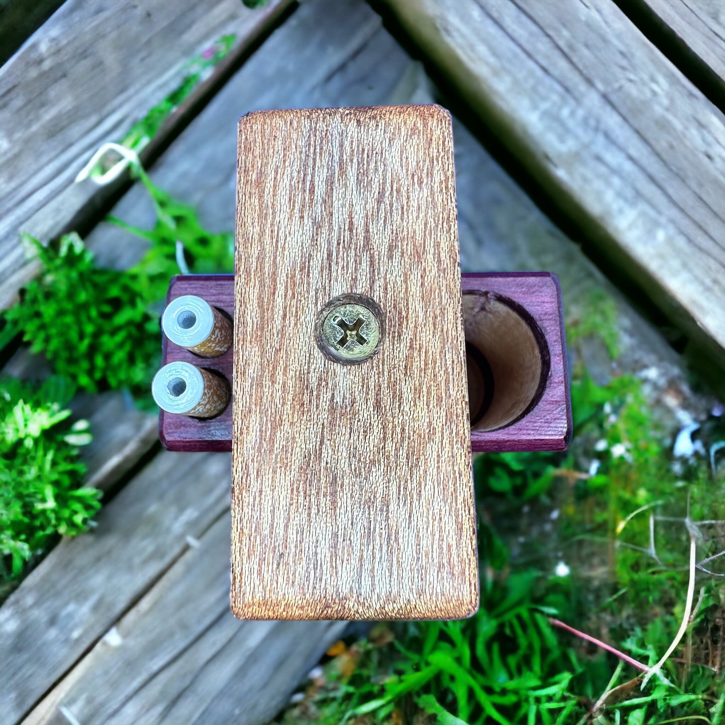 Handmade DOUBLE Dugout One Hitter Box- Maple, Purpleheart, Mahogany