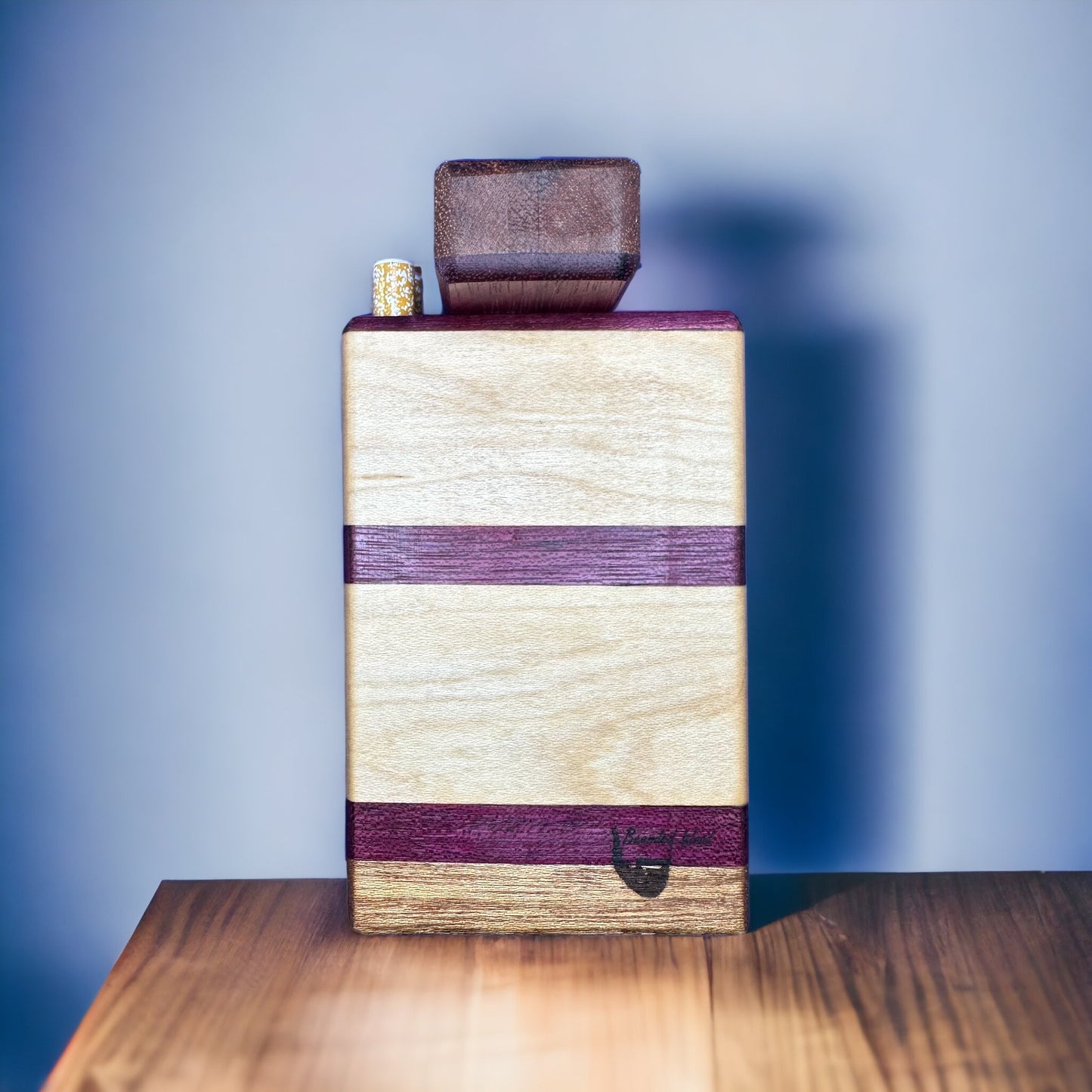 Handmade DOUBLE Dugout One Hitter Box- Maple, Purpleheart, Mahogany