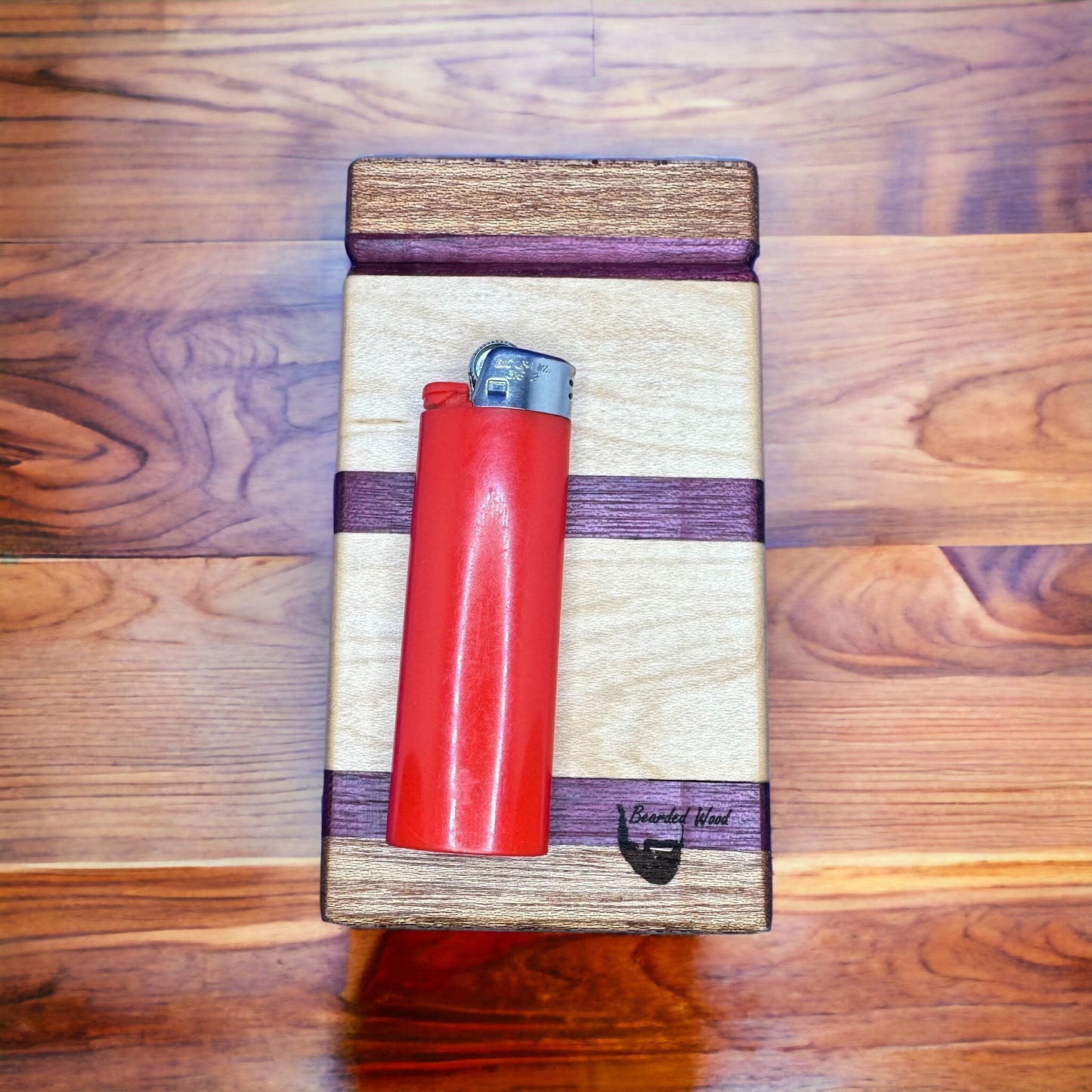 Handmade DOUBLE Dugout One Hitter Box- Maple, Purpleheart, Mahogany