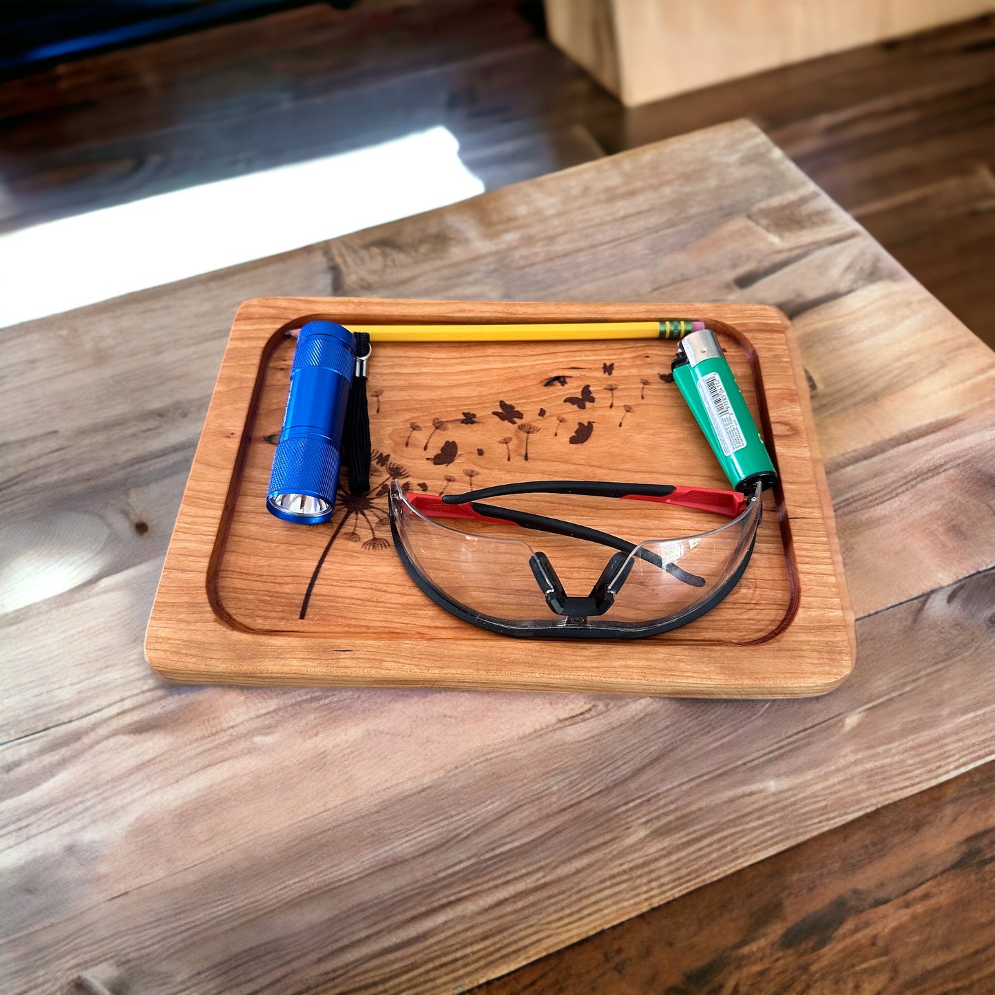 Handmade Wood Valet Tray / Catch All Tray EDC - Dandelion