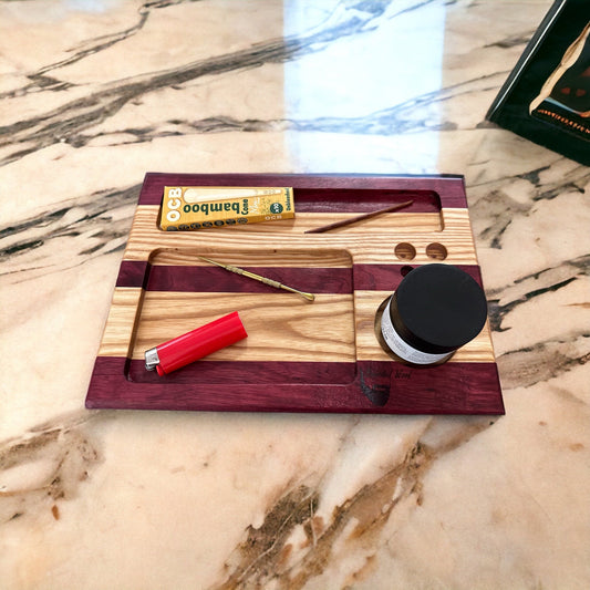 Rolling Tray Handmade Purpleheart & Ash- Higher Collective IN STORE PURCHASE ONLY.