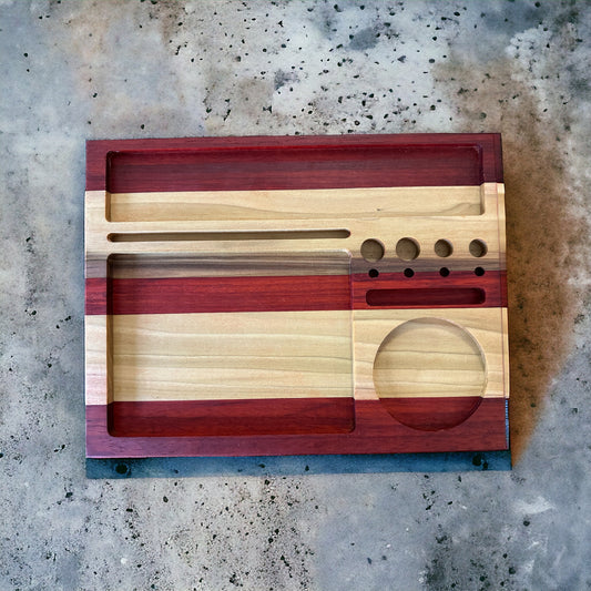 Handmade Wood Tray, Rolling Tray- Padauk & Poplar- Higher Collective Willington IN STORE PURCHASE ONLY.