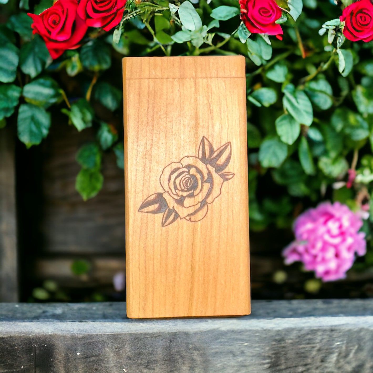 Cherry Dugout One Hitter Box with Rose- Higher Collective HARTFORD IN STORE PURCHASE ONLY.