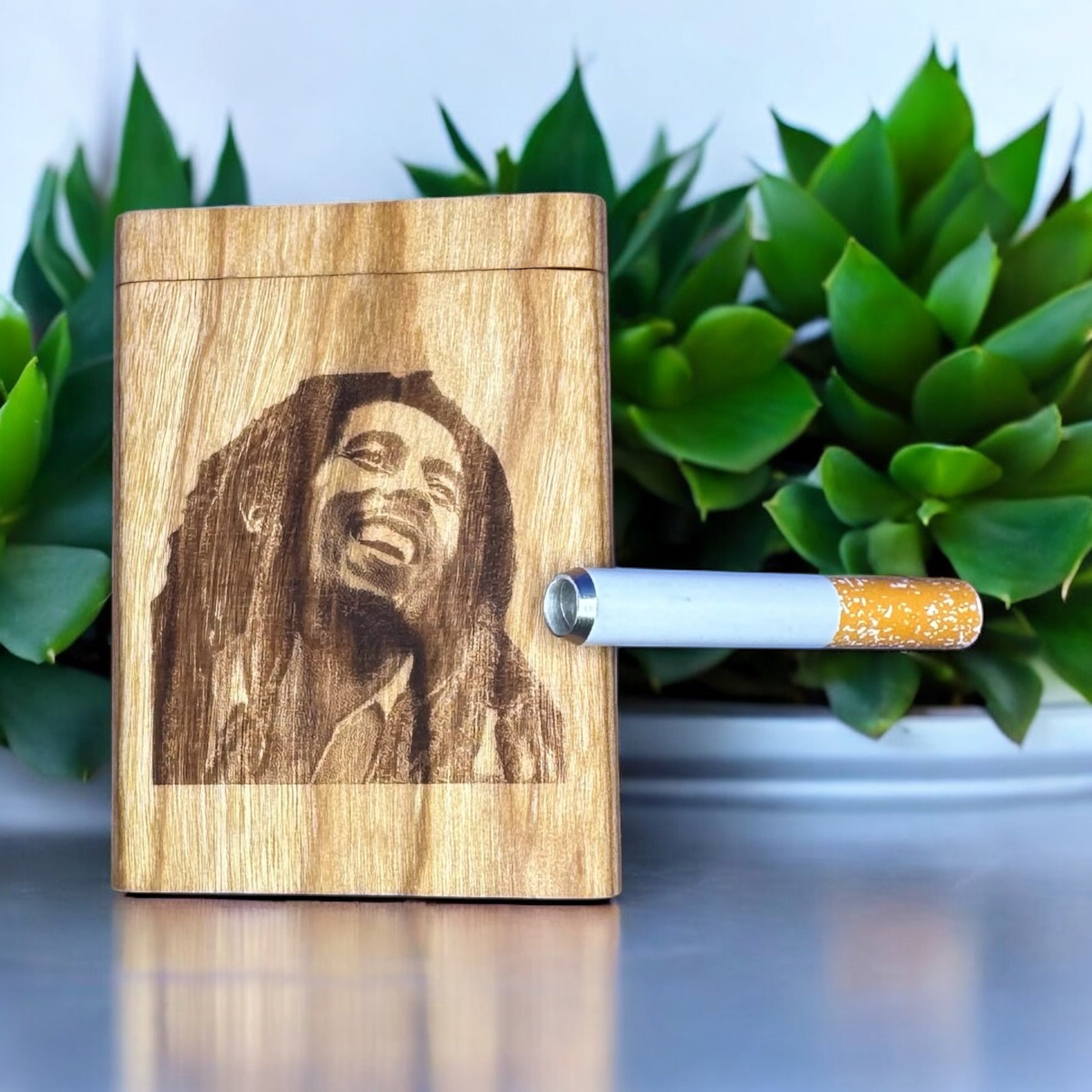 Handmade Cherry Wood Dugout One Hitter Box with Bob Marley- Mini ...