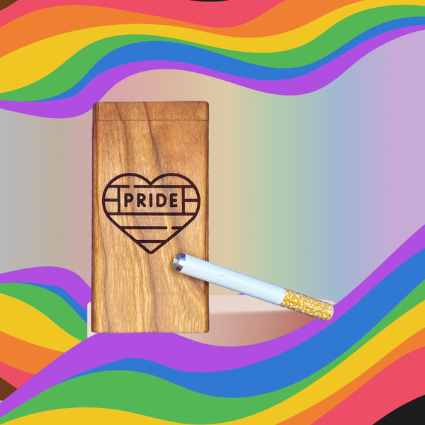 Handmade Wood Dugout One Hitter Box with Pride Symbol – Bearded Wood