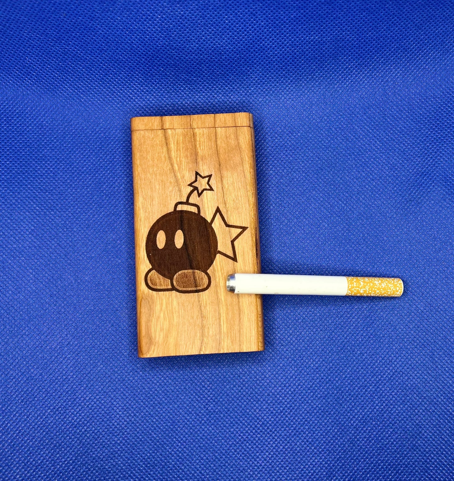 Handmade Wood Dugout One Hitter Box with Mario Bomb